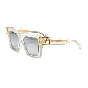 Valentino Sunglasses Square Full Rim, Transparent Frame and Grey Lens VLS-107C